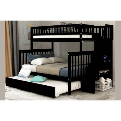 Bunk Bed 39"/54" with staircase T-2594 (Espresso)